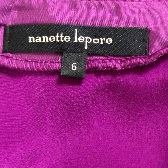 🌹Nanette lepore silk purple wrap ruffles top Sz 6 - Picture 4 of 5